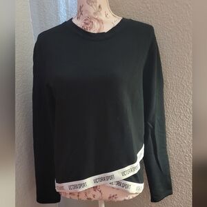 Victoria Sport Black Long-Sleeve Logo Hem Sweatshirt